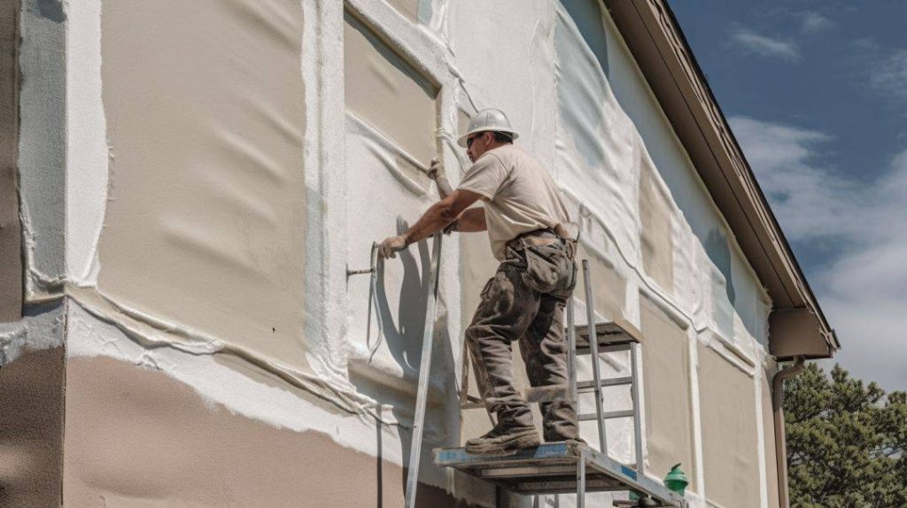 EIFS repair a skilled craftsman in work clothes