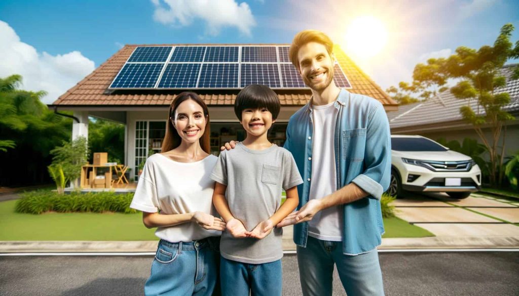 Family and solar panels