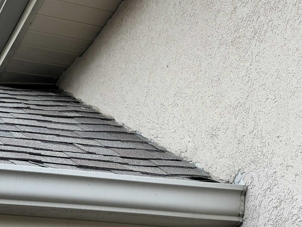 seymour indiana improper EIFS termination at the shingles without kickout (substandard application causing water damage)