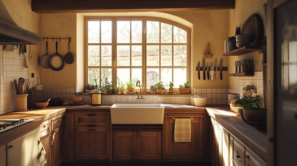 A cozy rustic kitchen