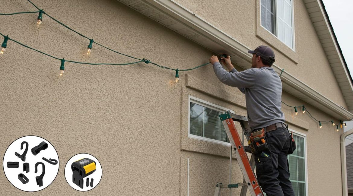 Hanging Lights on EIFS-Clad Home