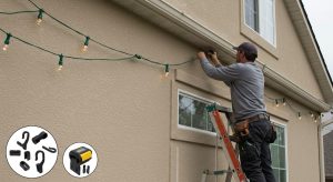 Hanging Lights on EIFS-Clad Home