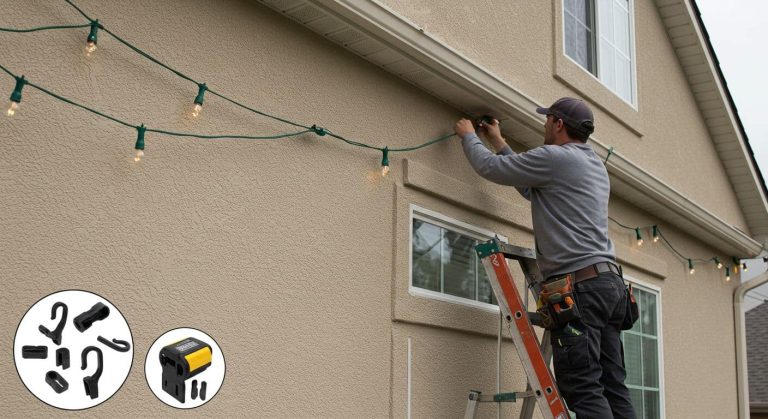 Hanging Lights on EIFS-Clad Home