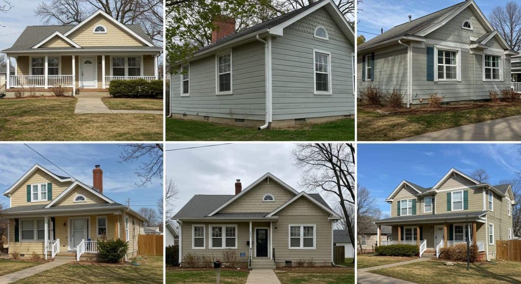 James Hardie siding in various styles on Indiana homes