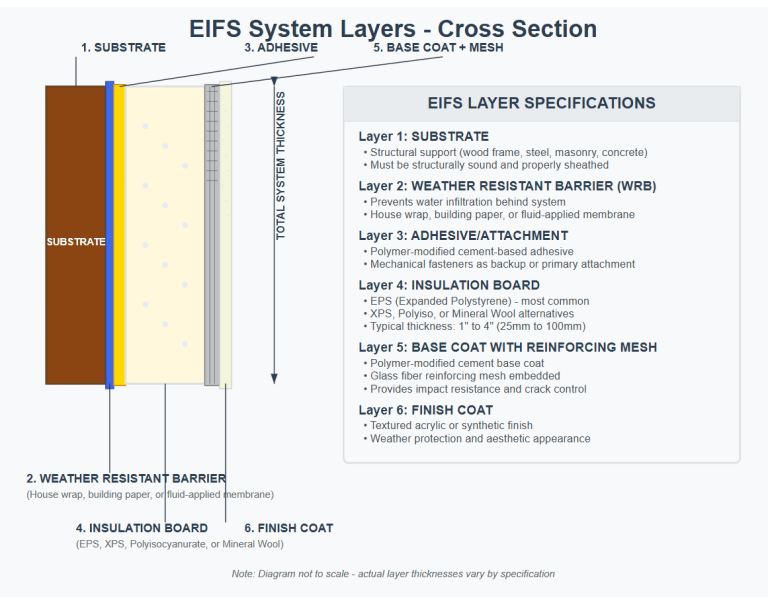 EIFS System Layers Cross Sections Substrates - Diagram